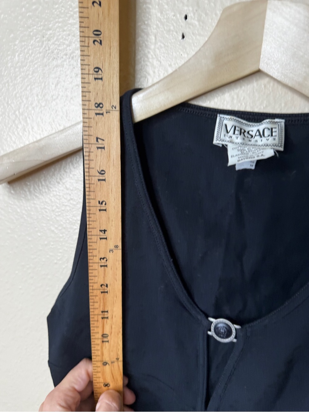 Versace Intensive Tank Top Women Medium Black Y2K Medusa Hardware Stretch Italy - Picture 7 of 9